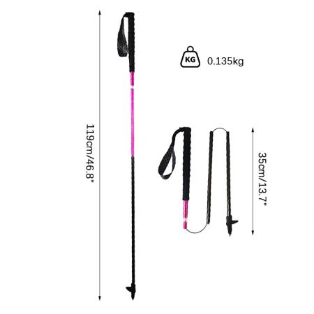 Bâtons de randonnée pliables ultralégers en fibre de carbone 3K (135 g) pour la marche nordique 