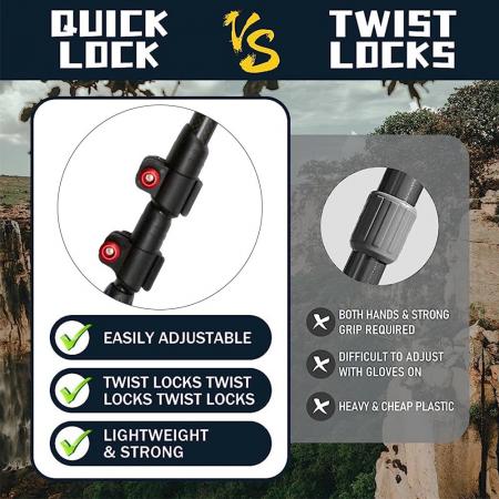 Télescopique léger en aluminium 6013 avec verrous réglables rapides, poteau de randonnée