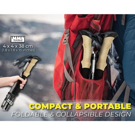 amazon vente chaude OEM pliable ultra-léger pliable pliant bâton pliant bâtons de trekking pliable