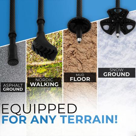 Bâtons de marche pliables légers en aluminium 7075 avec poignées en liège pour adultes et enfants 