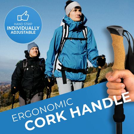 Bâtons de marche pliables légers en aluminium 7075 avec poignées en liège pour adultes et enfants 