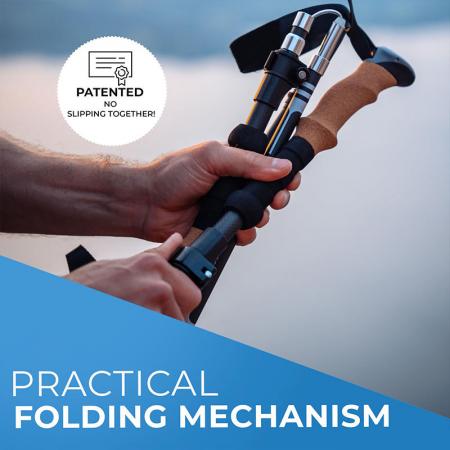 Bâtons de marche pliables légers en aluminium 7075 avec poignées en liège pour adultes et enfants 