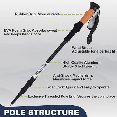 bâtons de trekking ultra-légers bâtons de randonnée pliables légers bâtons de marche pour les activités de camping en plein air 