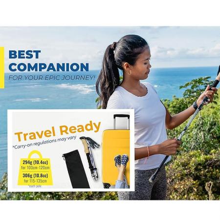 2022 fibre de carbone aluminium pliant pliable nordique bâtons de randonnée bâtons de marche 7075 bâton de marche pour le suivi