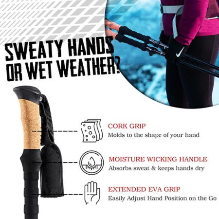 Bâton d'escalade en alliage d'aluminium avec poignée ferme