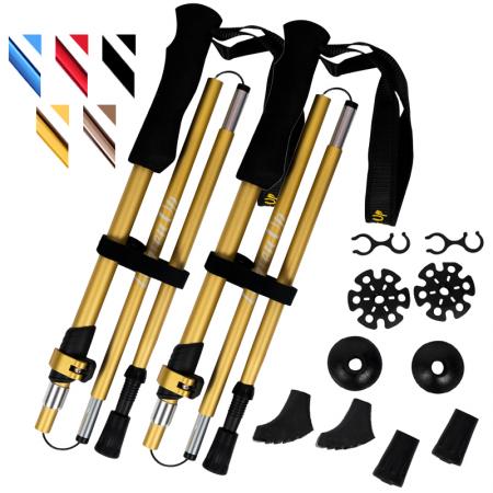 Bâton de marche pliable multifonctionnel en EVA, en alliage d'aluminium à cinq sections, compatible avec les équipements de plein air. 