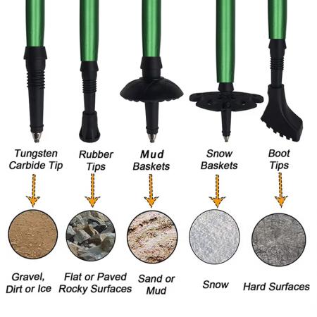 Bâtons de marche et d'escalade modernes, télescopiques, pliables, en alliage d'aluminium, avec pointe en acier au tungstène et 5 sections réglables en EVA. 