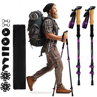 Lot de 2 bâtons de randonnée avec poignée en liège EVA