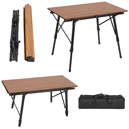 Table de plage pliante ultralégère avec sac de transport, idéale pour les voyages, les pique-niques et le camping. 