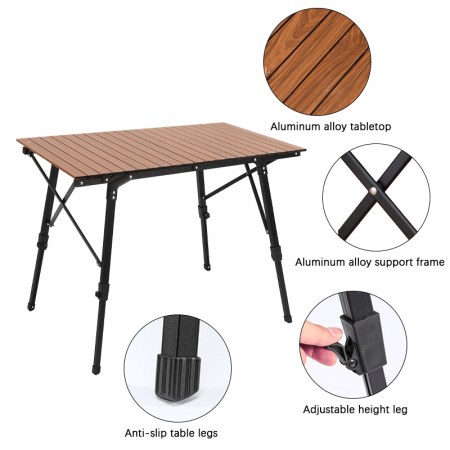 Table de plage pliante ultralégère avec sac de transport, idéale pour les voyages, les pique-niques et le camping. 