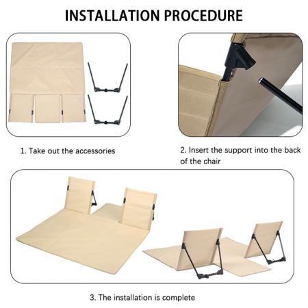 Chaise de camping double dossier légère et pliable avec structure en aluminium et tissu Oxford