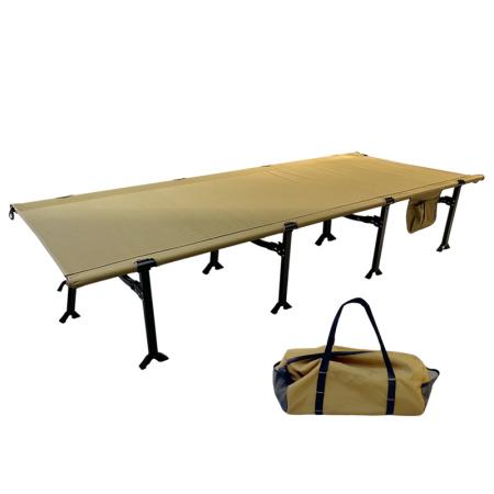 Lit de camp pliable sur mesure, portable, en aluminium, pour adultes, avec poches latérales 