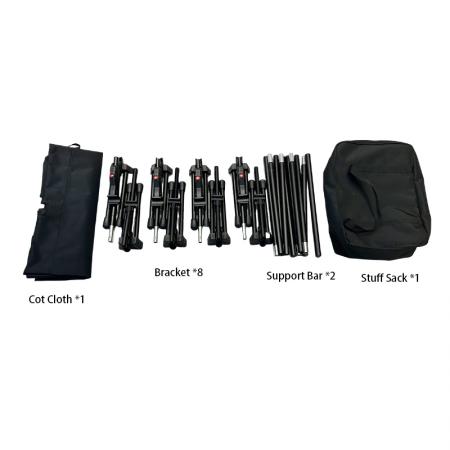 Lit de camp pliant portable ultraléger en alliage d'aluminium pour une personne, idéal pour le voyage ou les loisirs.