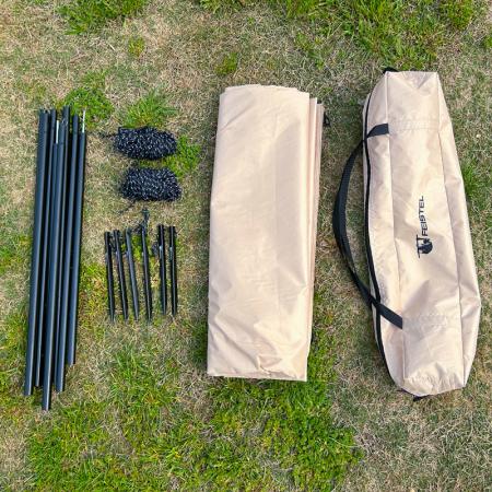 Bâche de protection solaire portable, robuste et imperméable pour la randonnée, la pêche et les voyages en extérieur. Montage facile. 