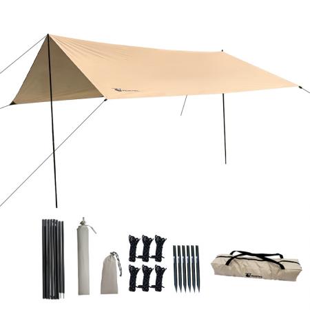 Bâche de protection solaire portable, robuste et imperméable pour la randonnée, la pêche et les voyages en extérieur. Montage facile. 