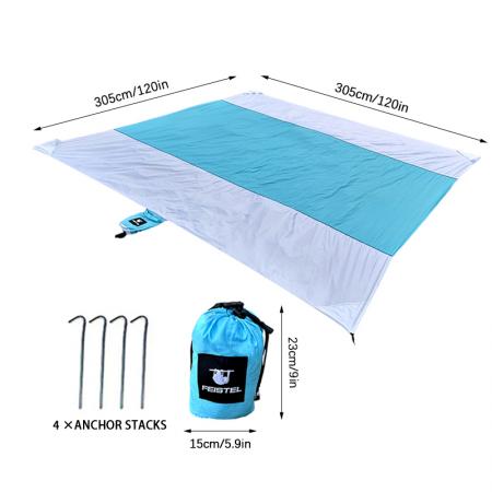 Tapis de pique-nique portable familial, 100 % nylon, anti-sable, compact, idéal pour le camping et la plage.