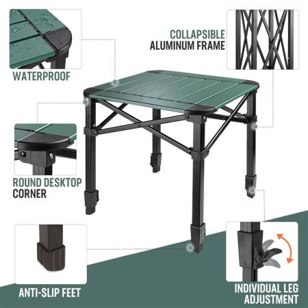 Table carrée pliante légère et réglable pour pique-nique, jardin ou camping