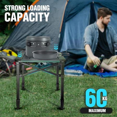 Table carrée pliante légère et réglable pour pique-nique, jardin ou camping