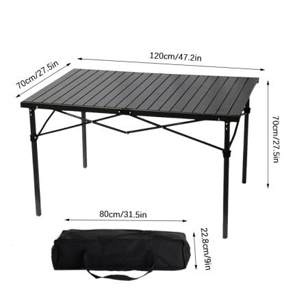 Table pliante carrée portable en métal pour terrasse ou jardin 