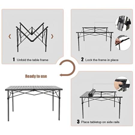 Table pliante carrée portable en métal pour terrasse ou jardin 