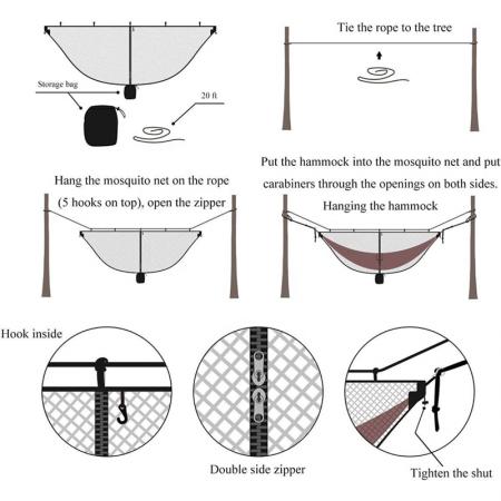 Hamac moustiquaire d'extérieur fin, anti-retournement, en toile de parachute, pour le camping.