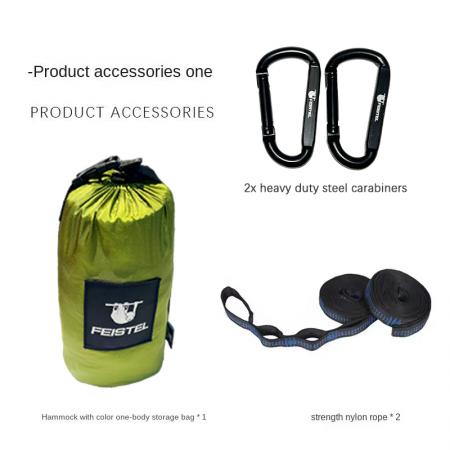 Hamac double portable en nylon, style parachute, pour le camping, avec mousqueton et corde. 