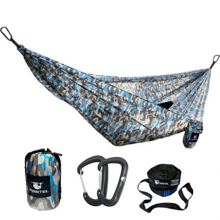 Hamac portable d'extérieur pour 2 personnes en nylon léger avec moustiquaire et motif camouflage 