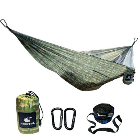 Hamac d'extérieur en nylon parachute, anti-moustiques, pour le camping et la randonnée, capacité 150 kg