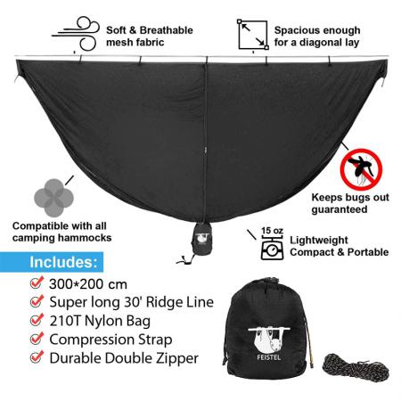 Hamac moustiquaire d'extérieur fin, anti-retournement, en toile de parachute, pour le camping.
