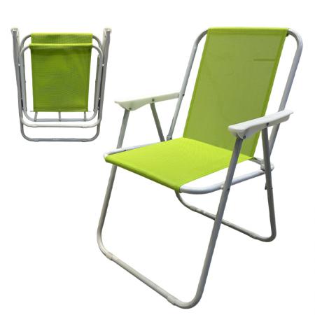 Chaise de jardin pliante légère et portable en fer, modèle en toile, idéale pour le camping ou la plage. 