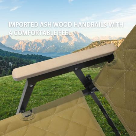 Chaise de jardin pliable et portable Kermit avec accoudoirs en bois massif. 