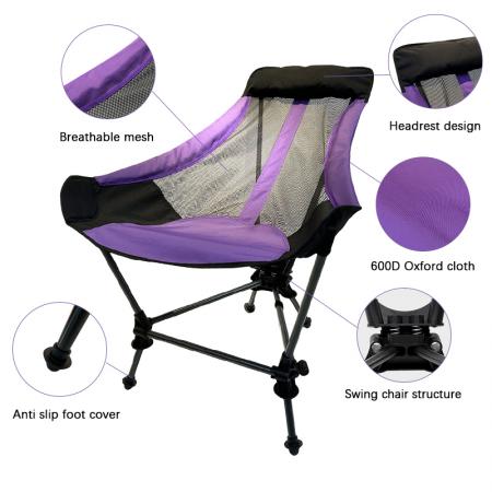 Chaise longue pliante portable ultralégère en alliage d'aluminium pour la pêche, la plage et le camping. 
