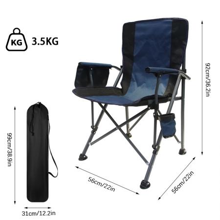 Chaise de réalisateur pliante d'extérieur, grande taille et confortable, avec dossier, idéale pour les loisirs, les voyages en voiture, le camping et les loisirs.