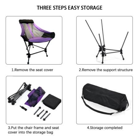 Chaise longue pliante portable ultralégère en alliage d'aluminium pour la pêche, la plage et le camping. 