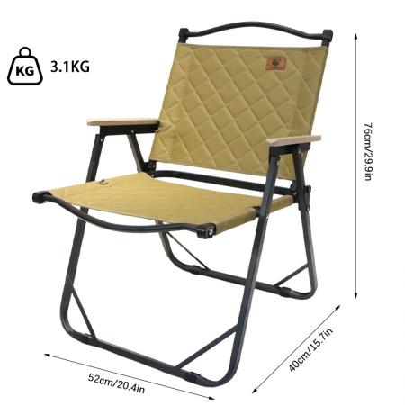 Chaise de jardin pliable et portable Kermit avec accoudoirs en bois massif. 