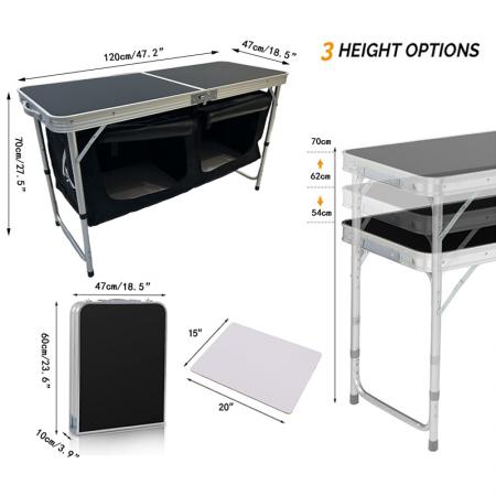 Table de cuisine pliante portable et facile à installer pour le camping et les pique-niques.