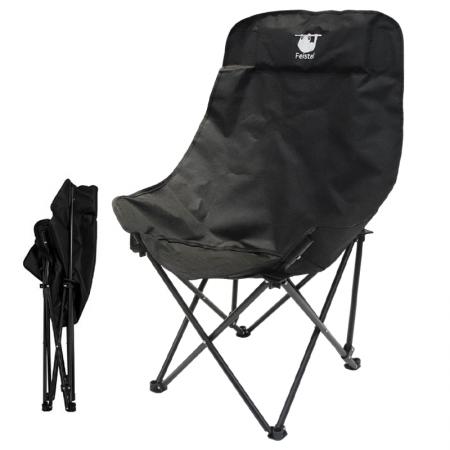 Fauteuil de camping pliant grand format à dossier haut, confortable et relaxant.