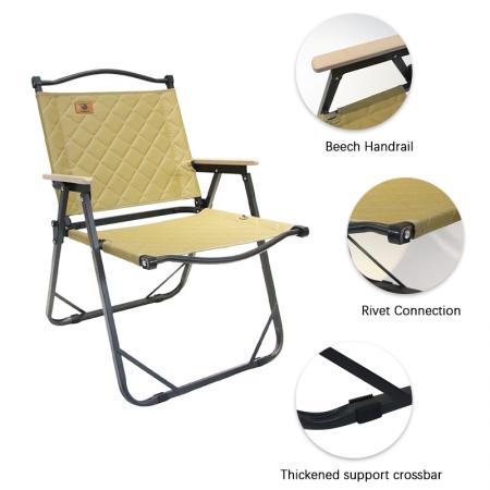 Chaise de jardin pliable et portable Kermit avec accoudoirs en bois massif. 