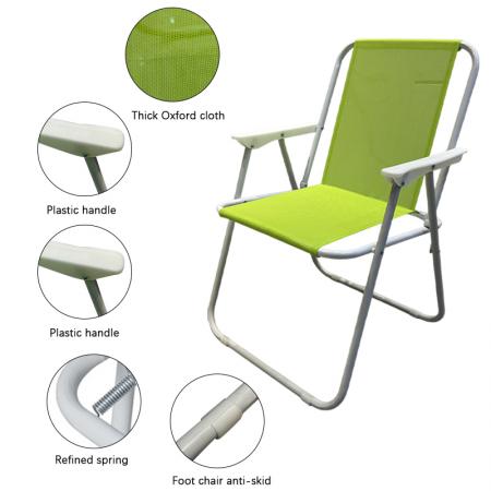 Chaise de jardin pliante légère et portable en fer, modèle en toile, idéale pour le camping ou la plage. 