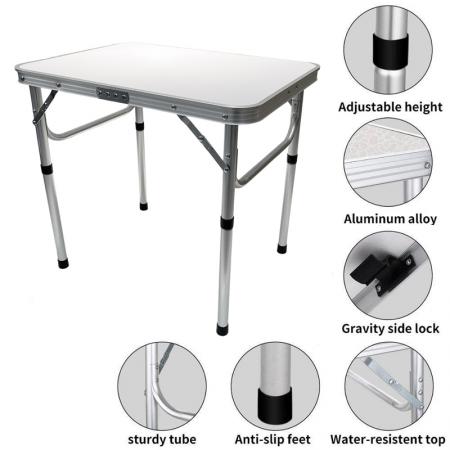 Table pliante portable légère et réglable en aluminium pour l'extérieur 