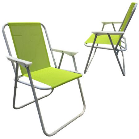 Chaise de jardin pliante légère et portable en fer, modèle en toile, idéale pour le camping ou la plage. 
