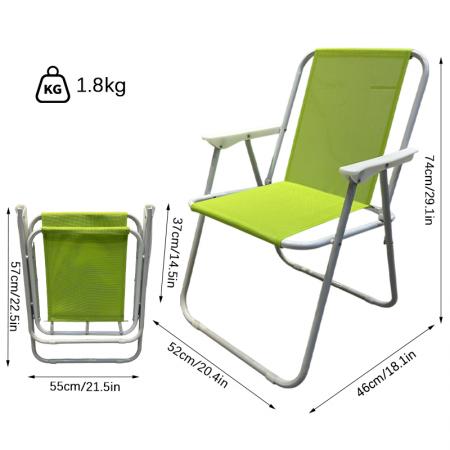 Chaise de jardin pliante légère et portable en fer, modèle en toile, idéale pour le camping ou la plage. 