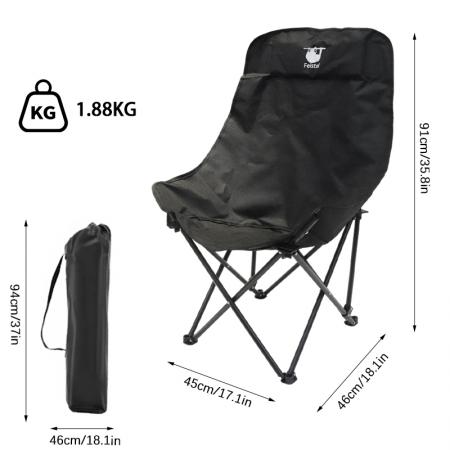 Fauteuil de camping pliant grand format à dossier haut, confortable et relaxant.