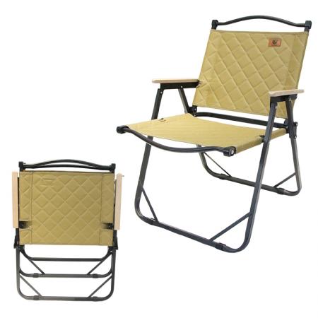 Chaise de jardin pliable et portable Kermit avec accoudoirs en bois massif. 