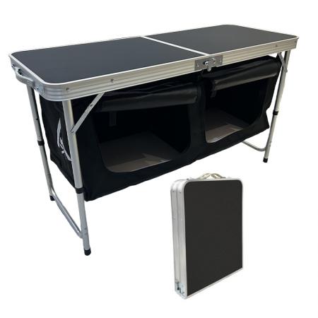 Table de cuisine pliante portable et facile à installer pour le camping et les pique-niques.