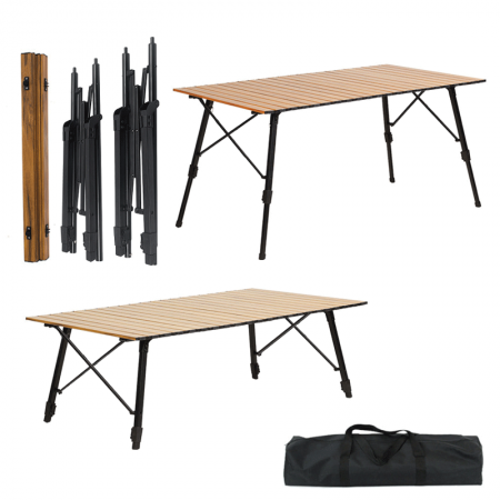 Table pliante portable en aluminium réglable en hauteur pour le camping extérieur 