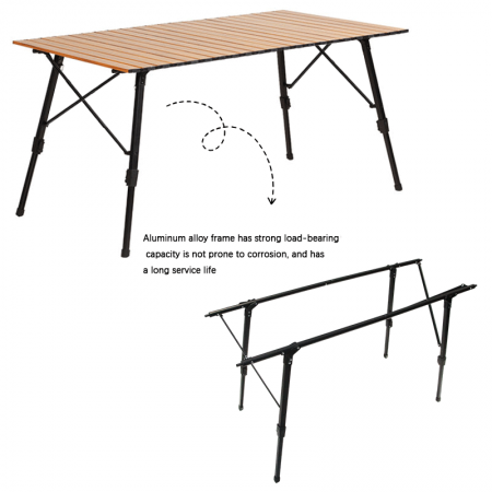 Table pliante portable en aluminium réglable en hauteur pour le camping extérieur 