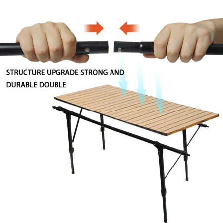 Table pliante portable en aluminium réglable en hauteur pour le camping extérieur 