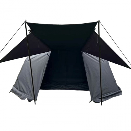 Tente de camping imperméable avec auvent, idéale pour les voyages, la randonnée et le camping en plein air. Structure à une chambre, montage facile. 