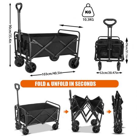 Chariot de jardin pliable pour camping et plage, chariot à main pliable 
